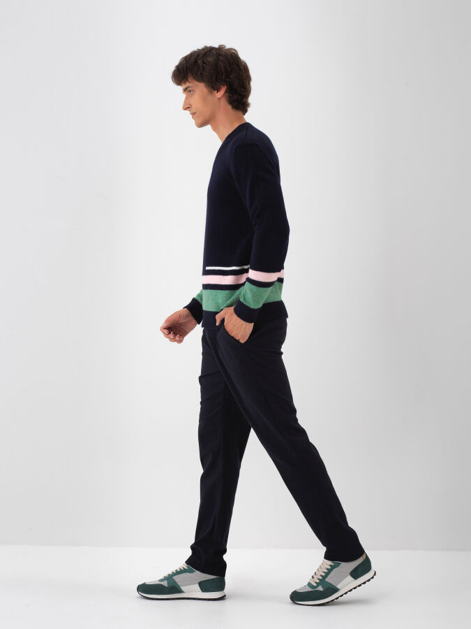 Lacivert Yumuşak Dokulu Regular Fit Kazak - Xint