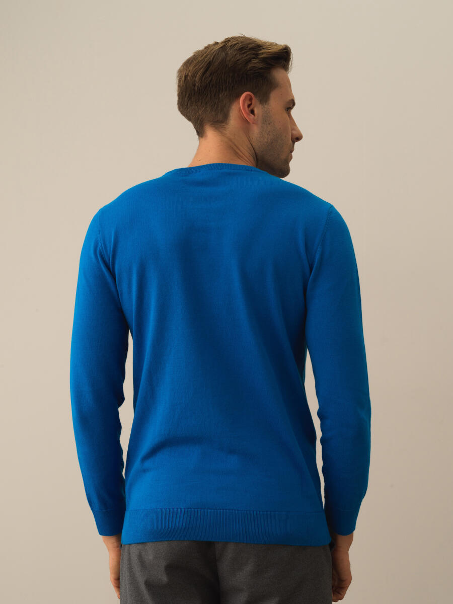 Mavi Pamuk Dokulu Regular Fit Kazak - 3