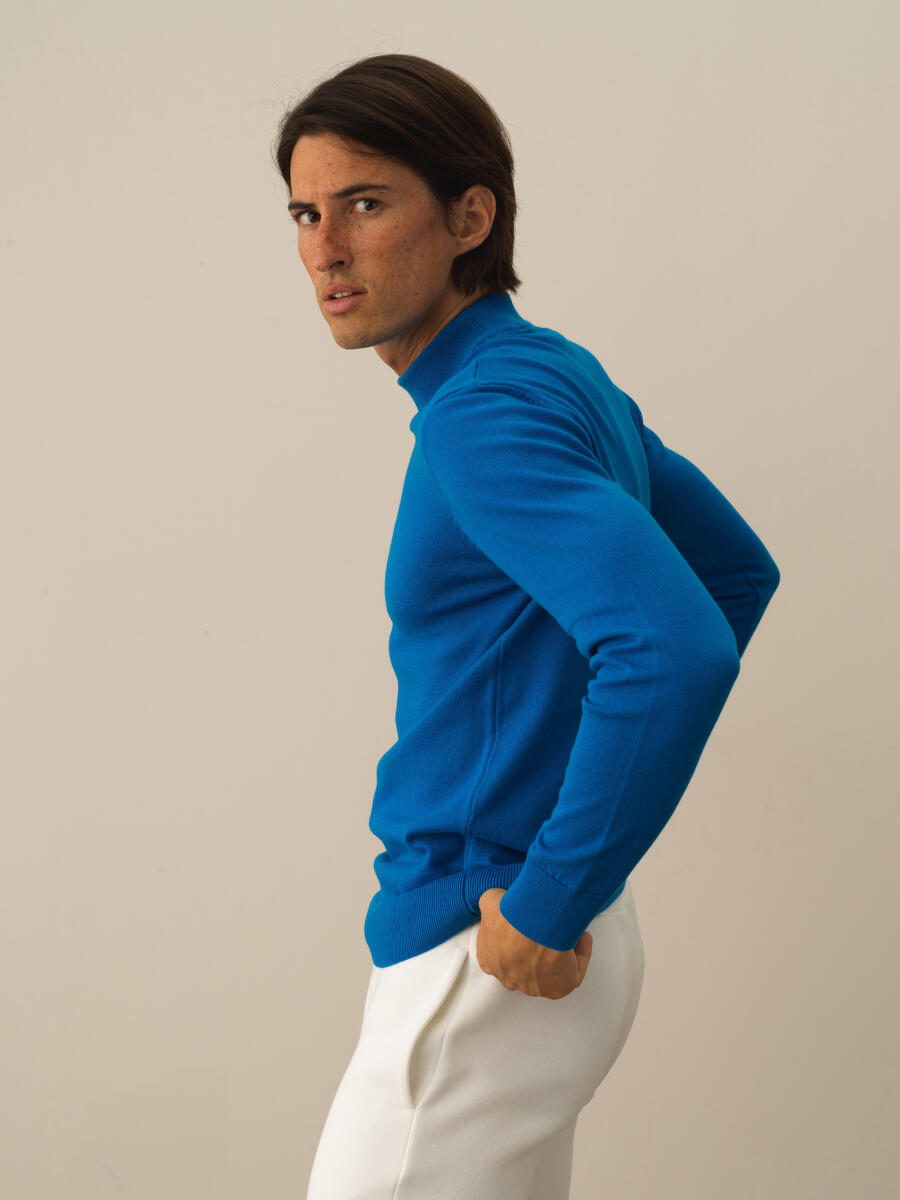 Mavi Pamuk Dokulu Regular Fit Kazak - 4