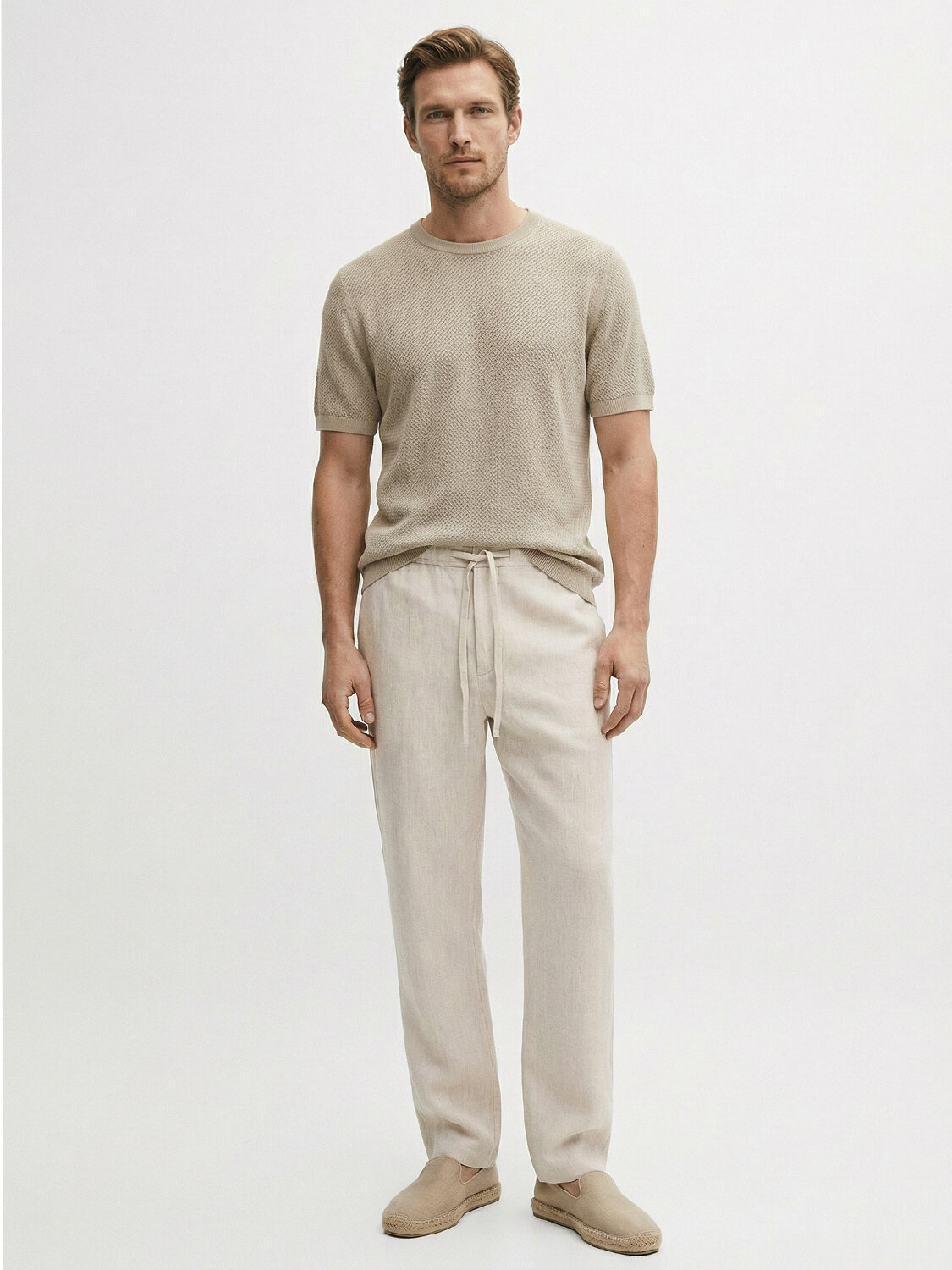 Naturel Keten Karışımlı Oversize Kazak (1)