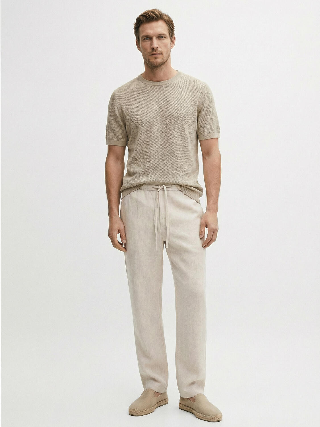 Naturel Keten Karışımlı Oversize Kazak - 2