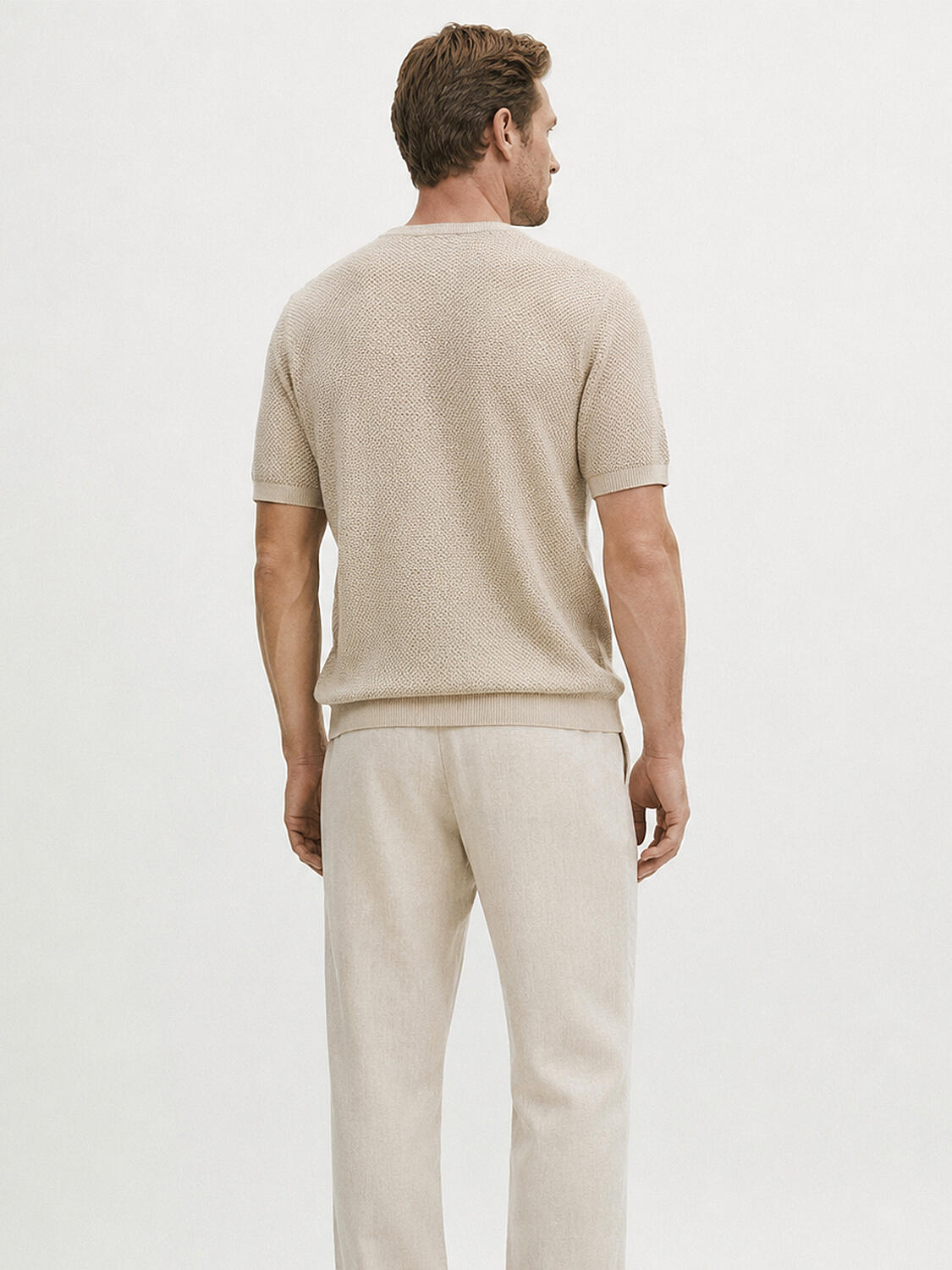 Naturel Keten Karışımlı Oversize Kazak - 3