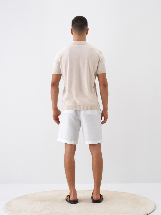 Naturel Keten Karışımlı Regular Fit Kazak - 5