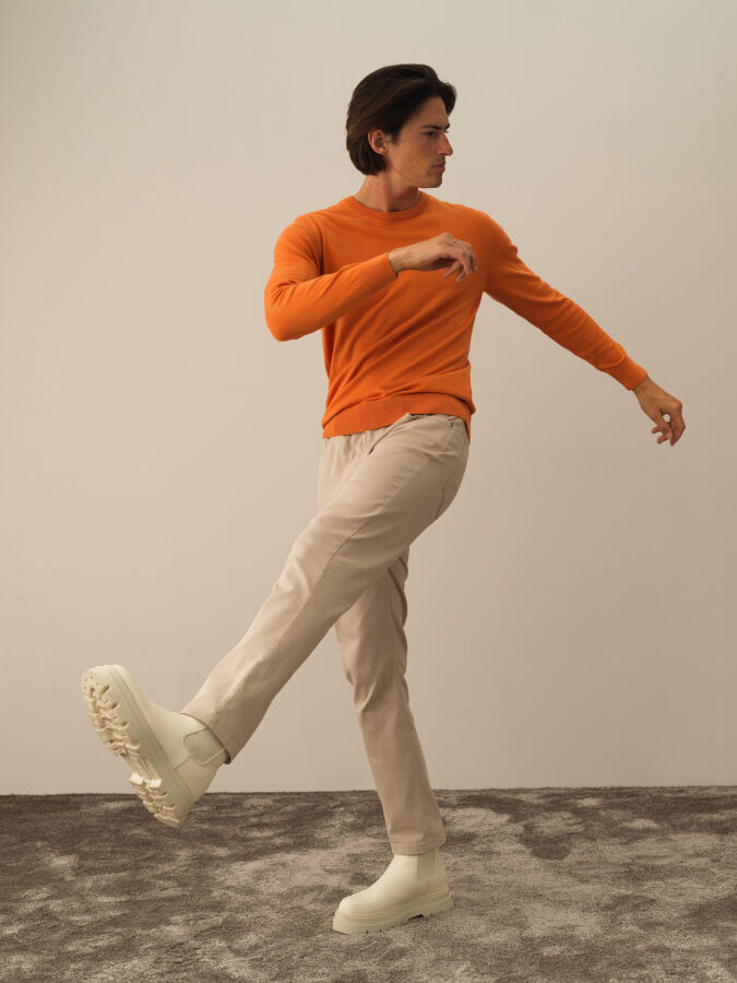 Oranj Pamuk Dokulu Regular Fit Kazak - Xint