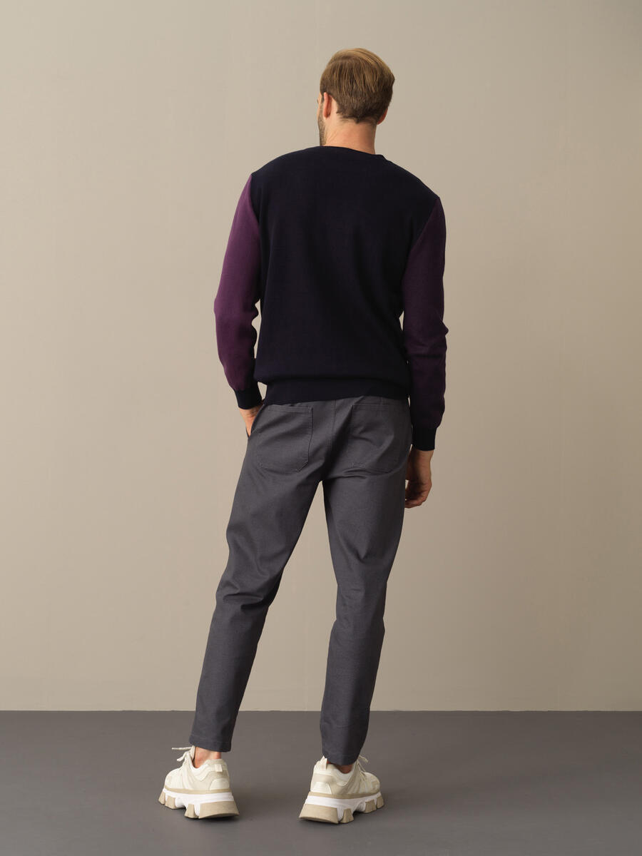Lacivert Regular Fit Dik Yaka Pamuklu Kazak - 5