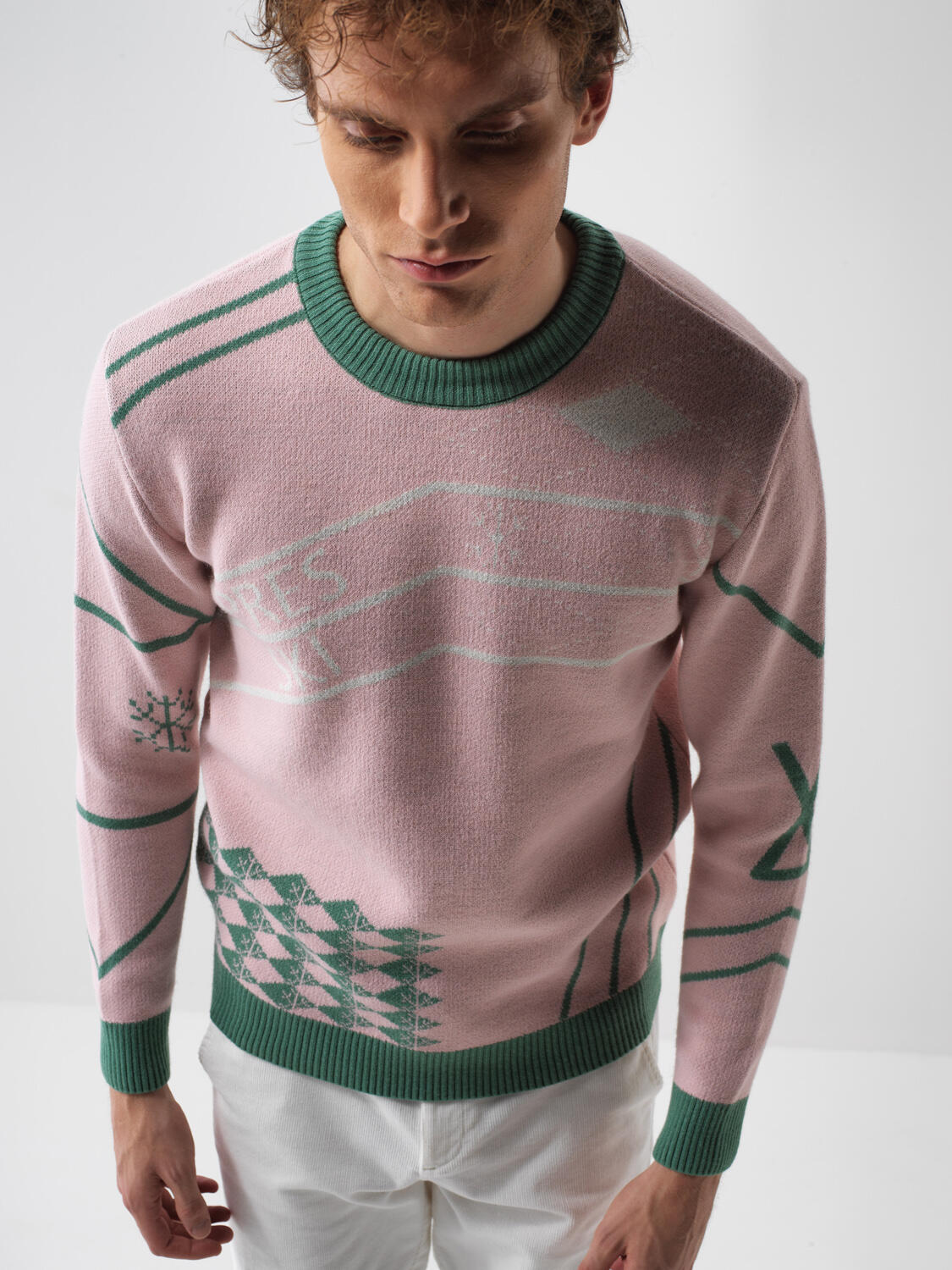 Pembe Doğal Yün Dokulu Regular Fit Kazak - 2