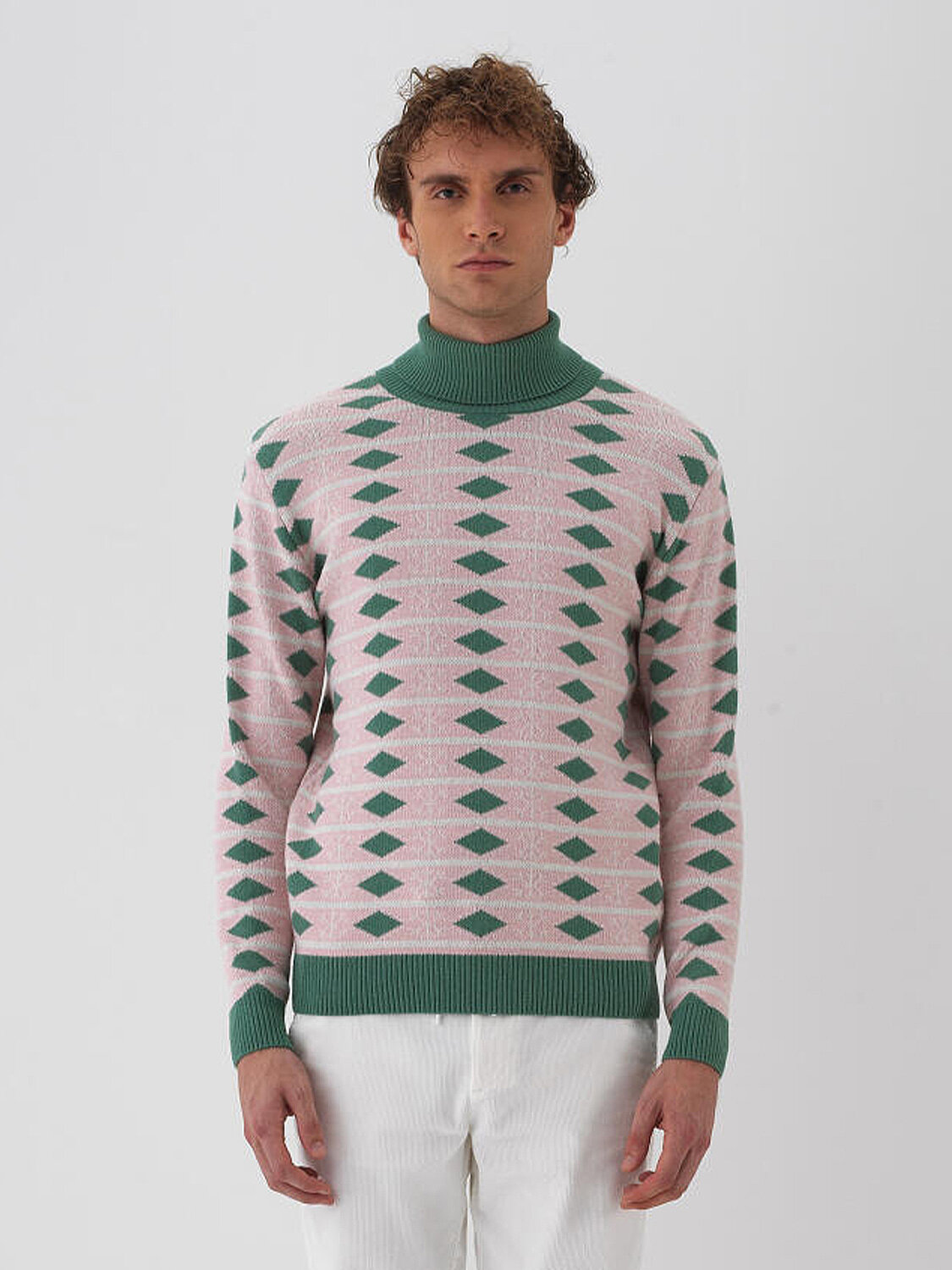Pembe Regular Fit Balıkçı Yaka Yünlü Kazak - 2