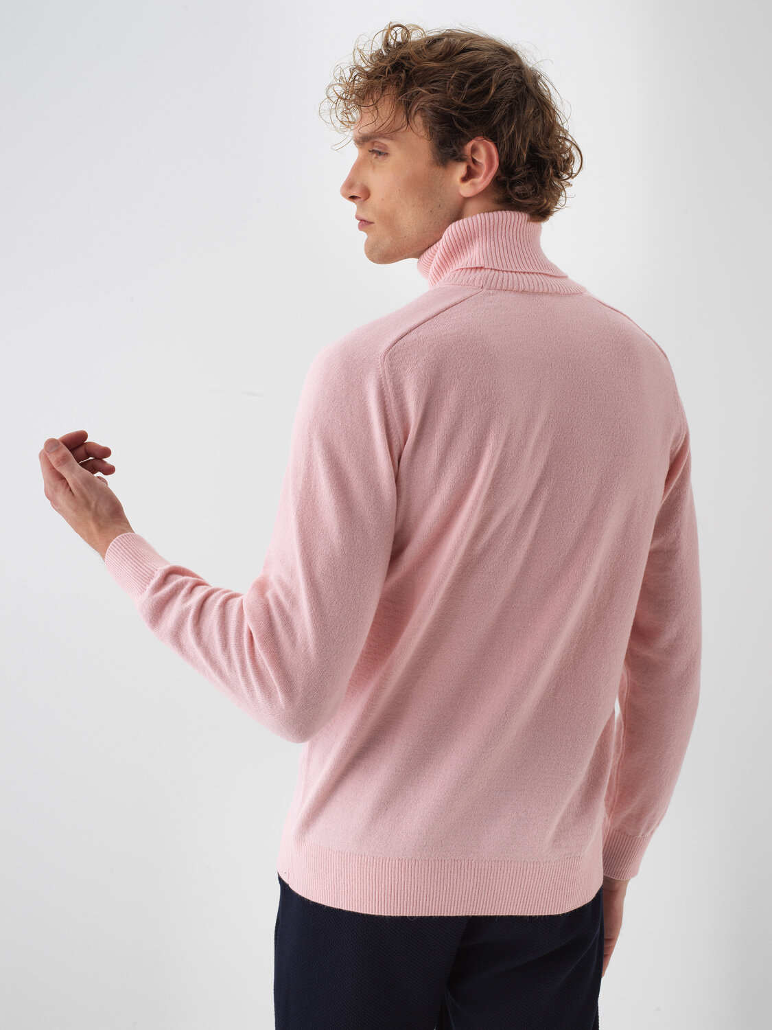 Pembe Doğal Yün Dokulu Regular Fit Kazak - Xint