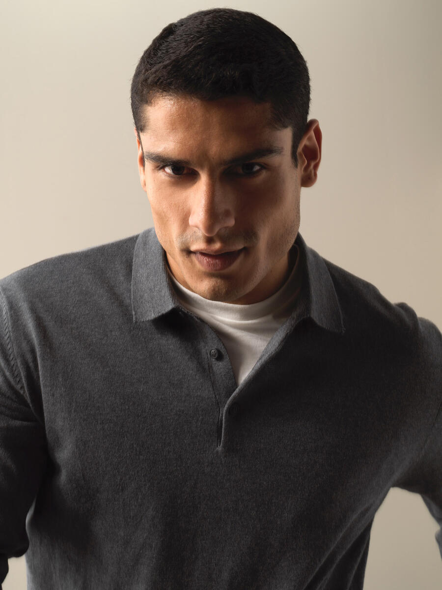 Antrasit Pamuk Dokulu Regular Fit Kazak - 3