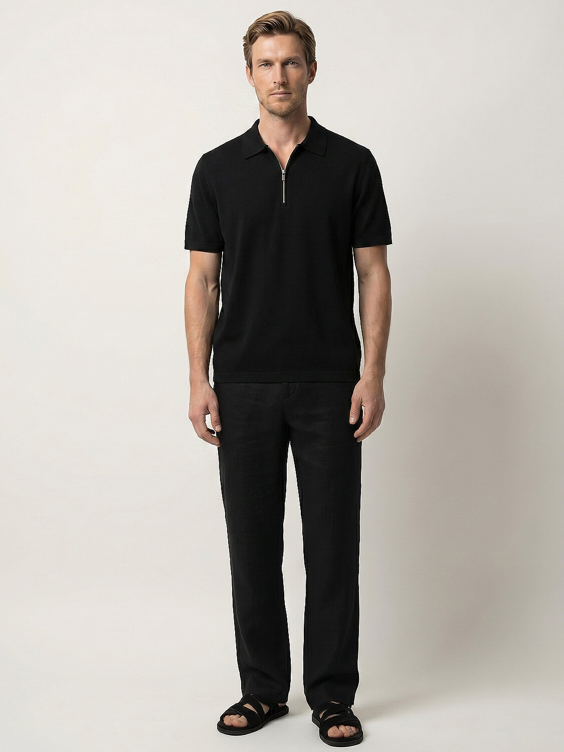 Siyah Doğal Dökümlü Regular Fit Kazak - 2