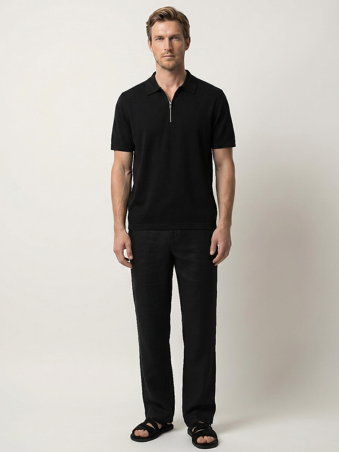 Siyah Doğal Dökümlü Regular Fit Kazak - 2