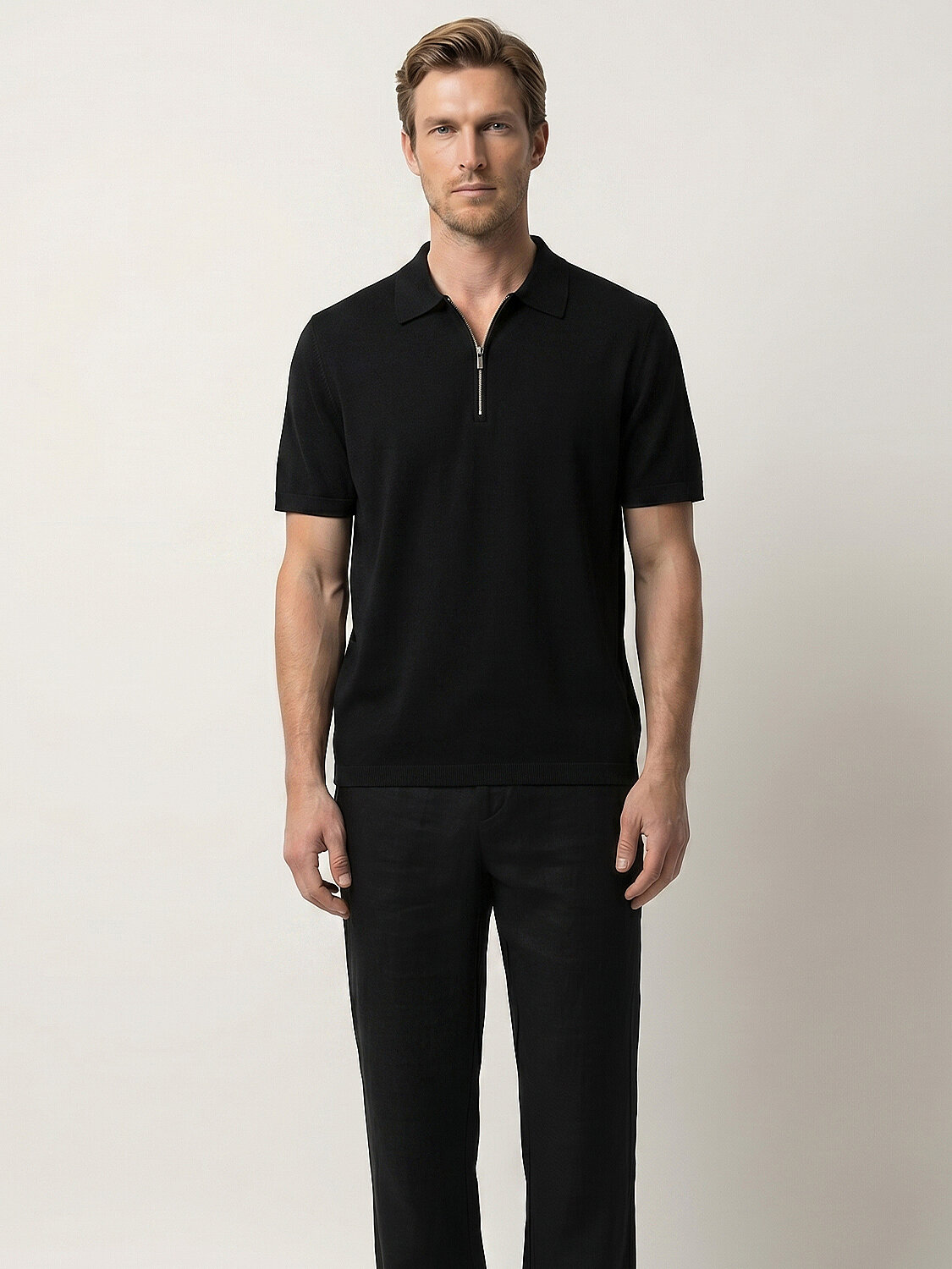 Siyah Doğal Dökümlü Regular Fit Kazak - 1