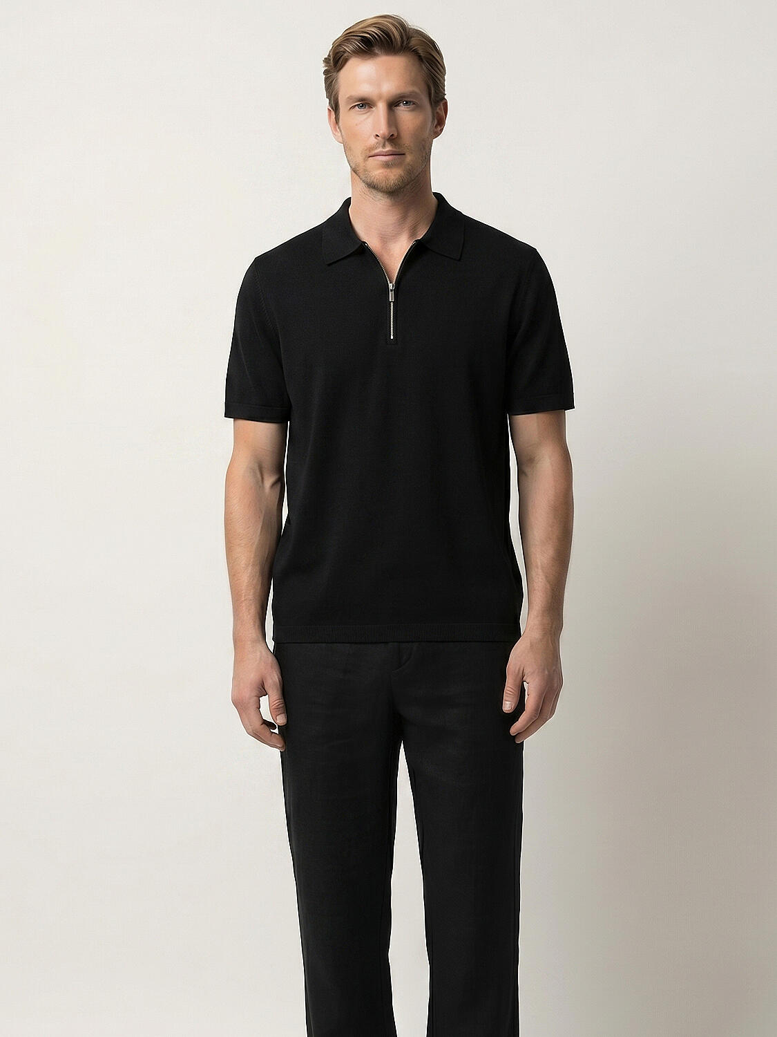 Siyah Doğal Dökümlü Regular Fit Kazak - 1