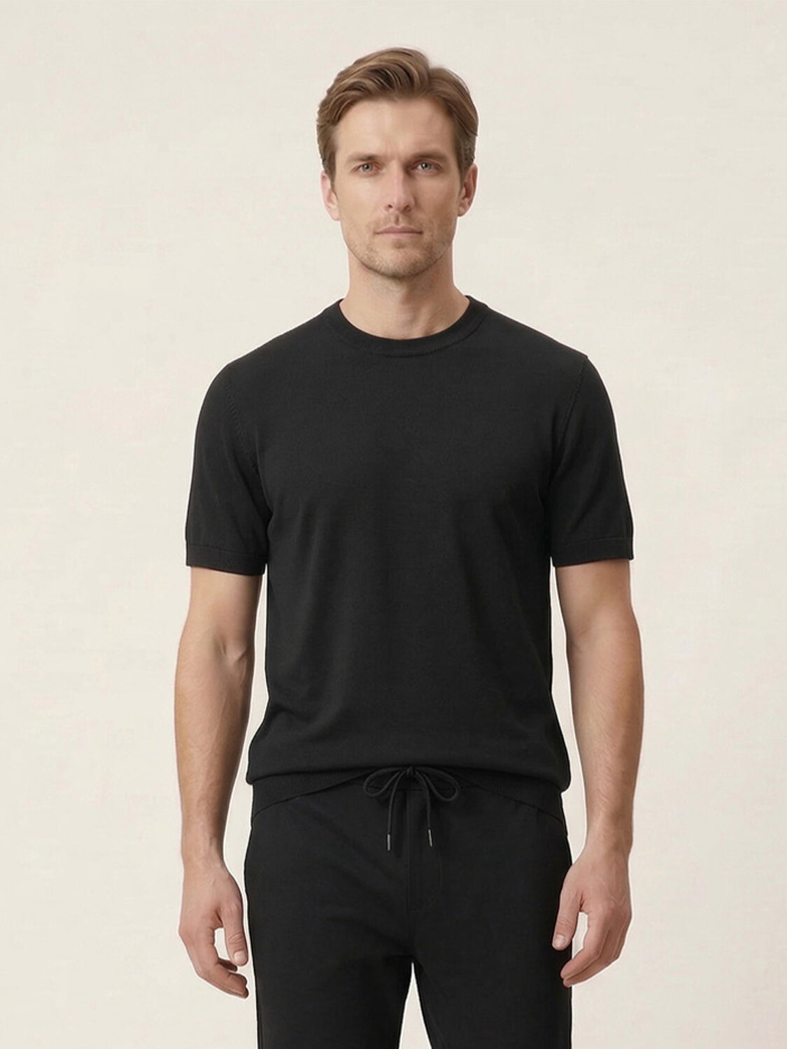 Siyah Doğal Dökümlü Regular Fit Kazak - 1