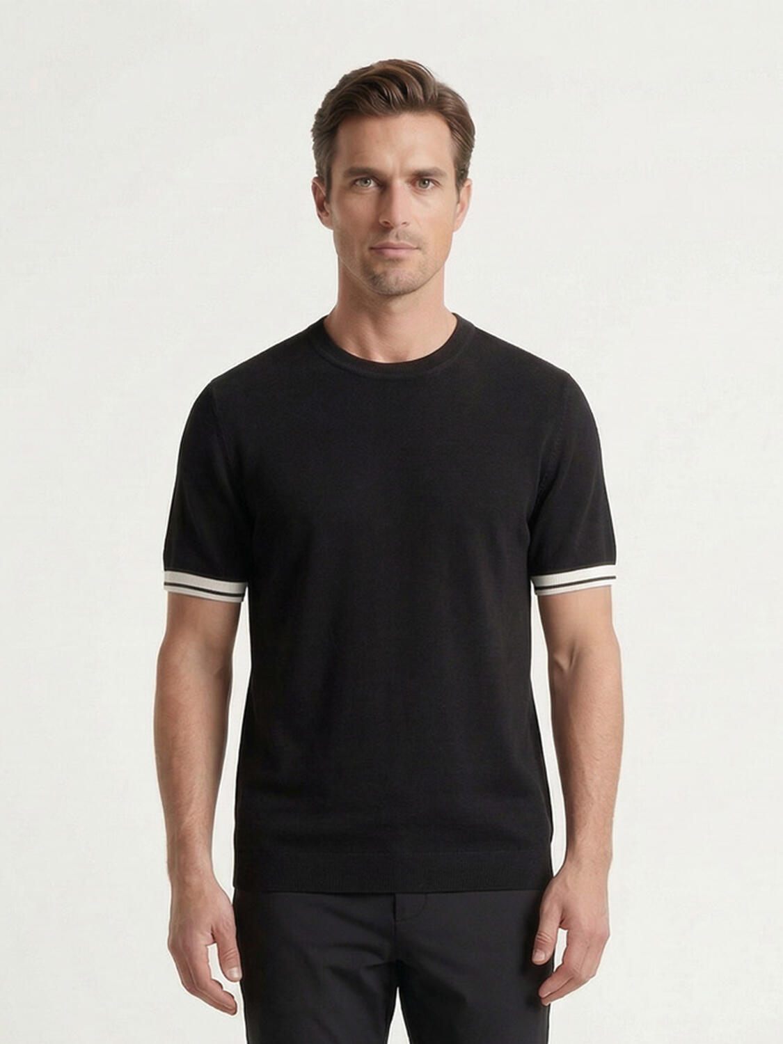 Siyah Doğal Dökümlü Regular Fit Kazak - 1