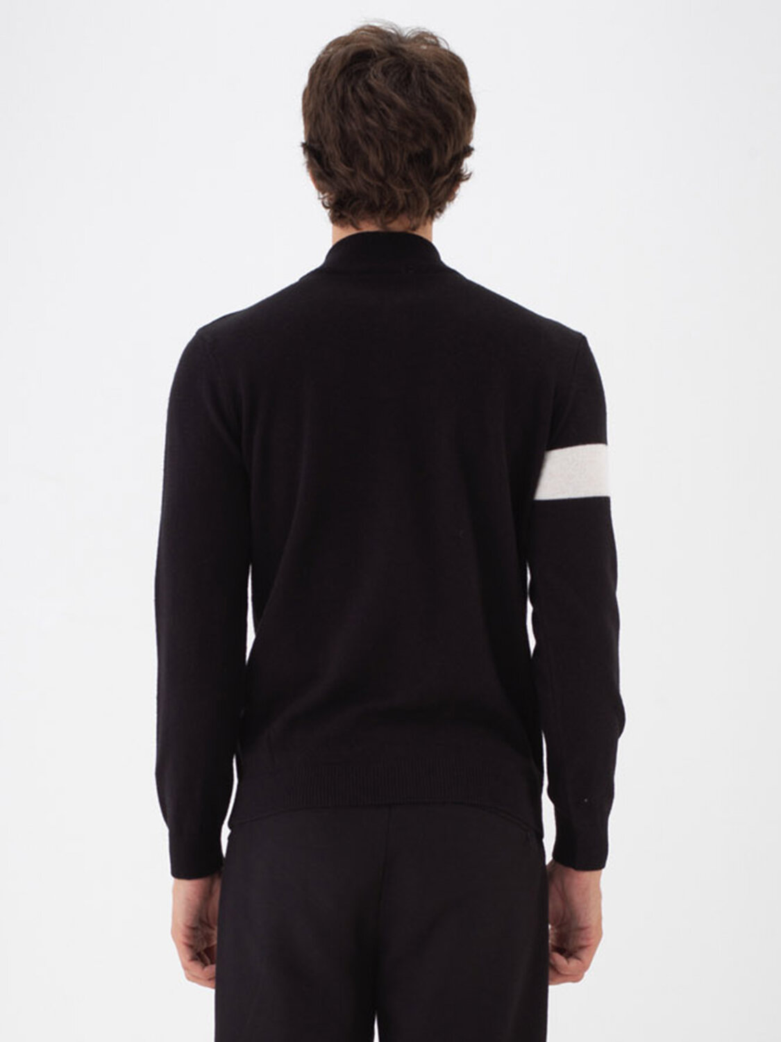 Siyah Doğal Yün Dokulu Regular Fit Kazak - 3