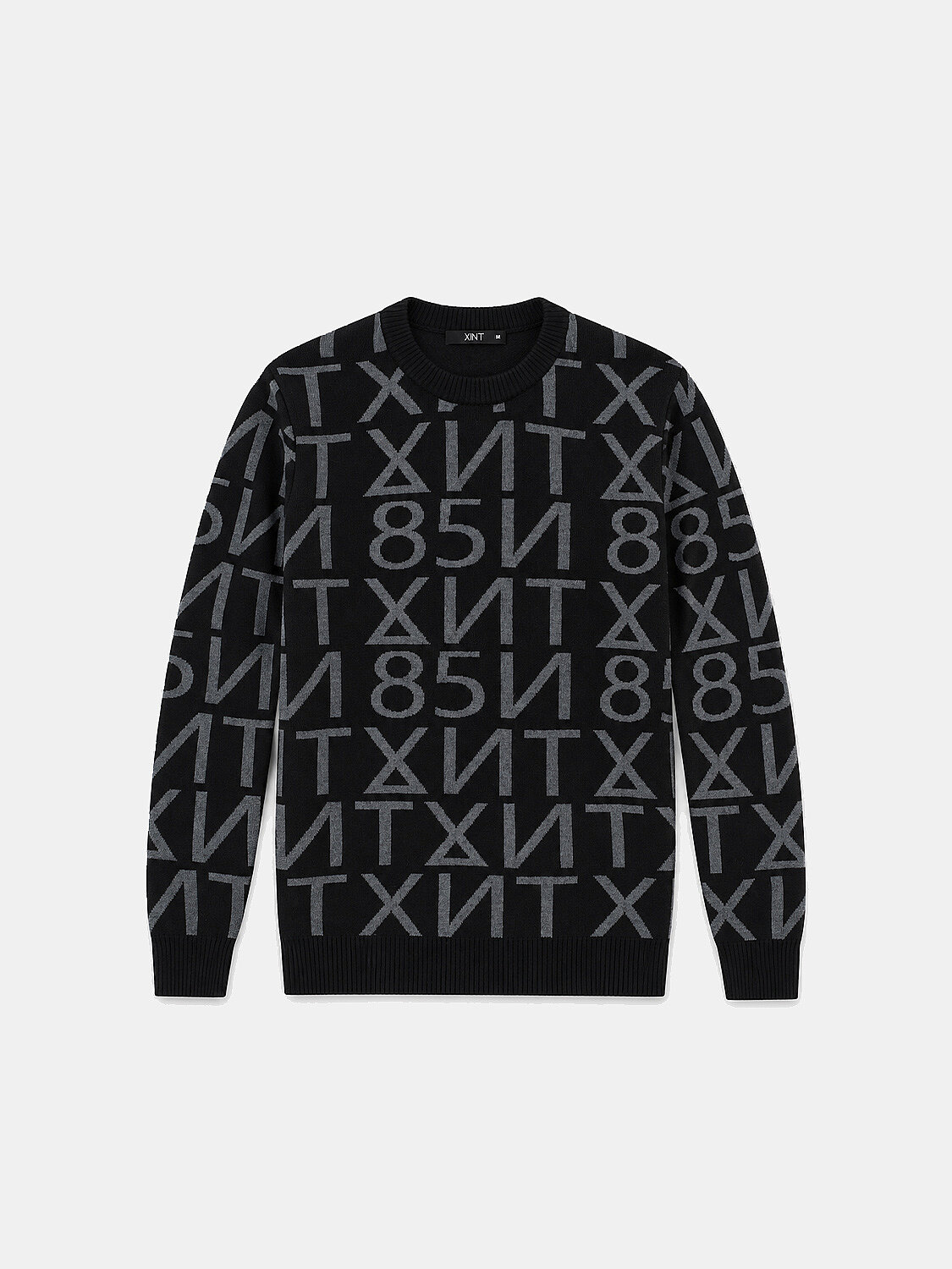 Siyah Regular Fit Bisiklet Yaka Yünlü Kazak - 1