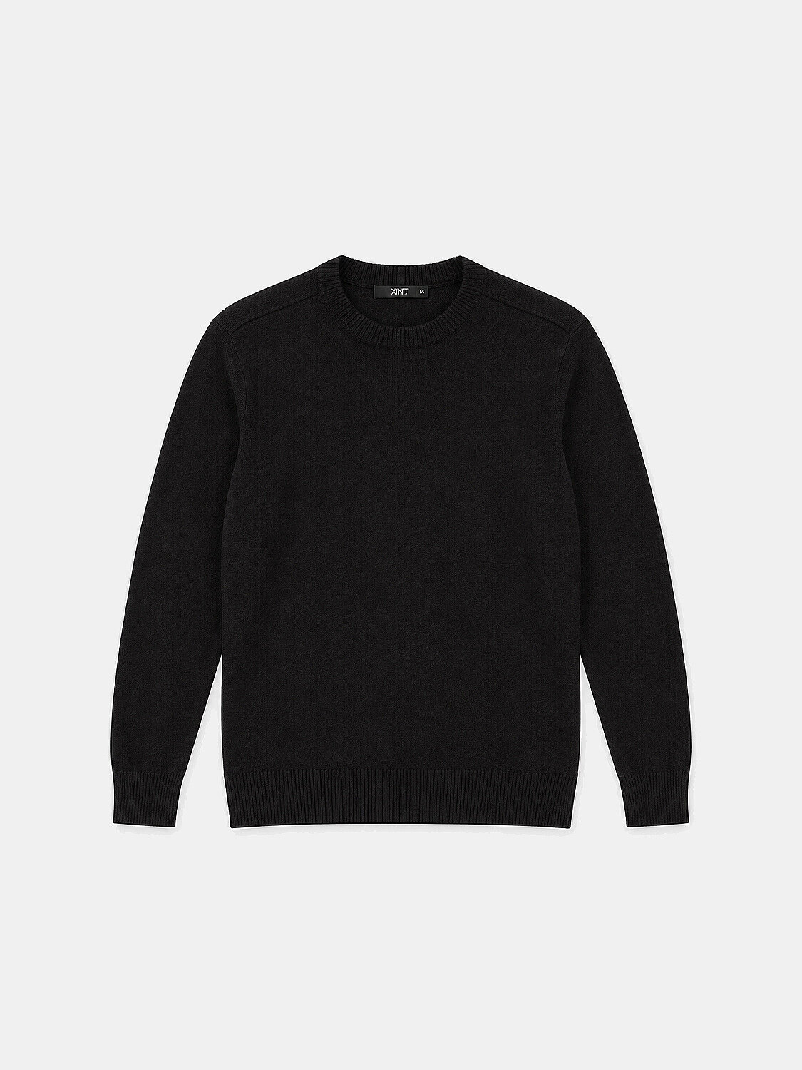 Siyah Regular Fit Bisiklet Yaka Yünlü Kazak - 1