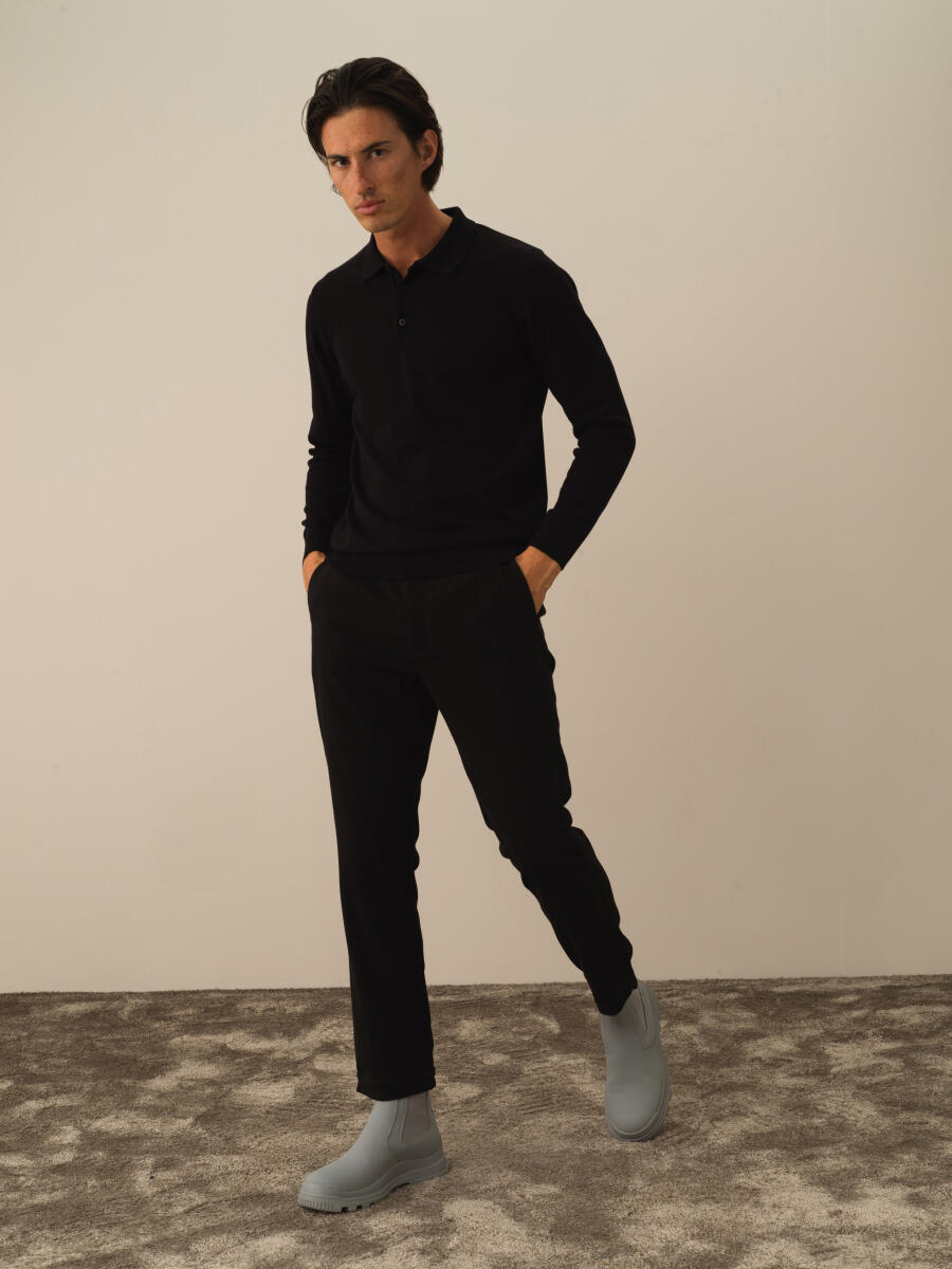 Siyah Pamuk Dokulu Regular Fit Kazak - 2