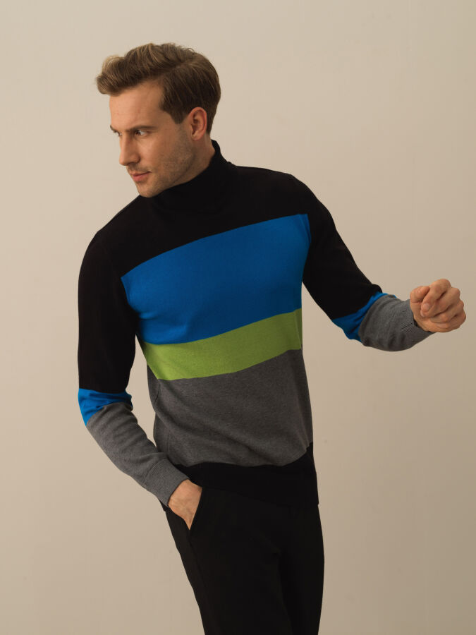 Siyah Pamuk Dokulu Regular Fit Kazak - Xint