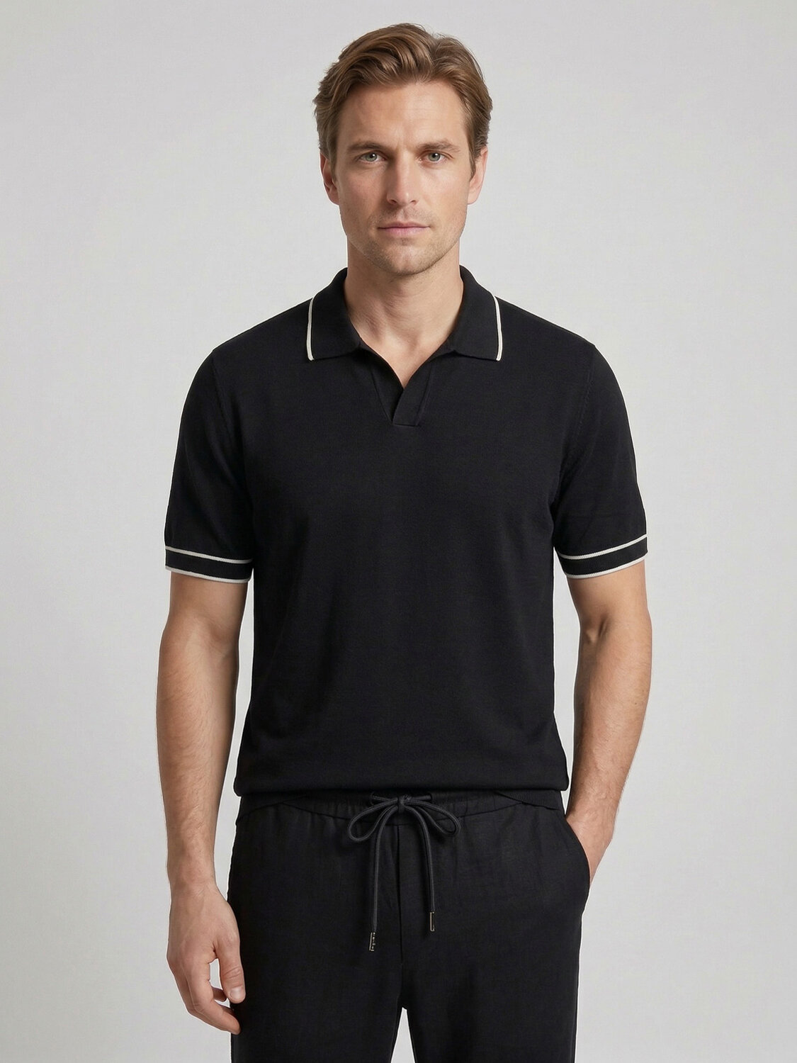 Siyah Pamuk Dokulu Regular Fit Kazak