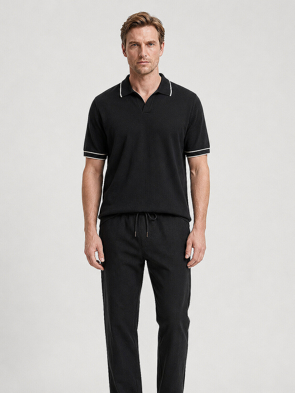 Siyah Pamuk Dokulu Regular Fit Kazak (1)