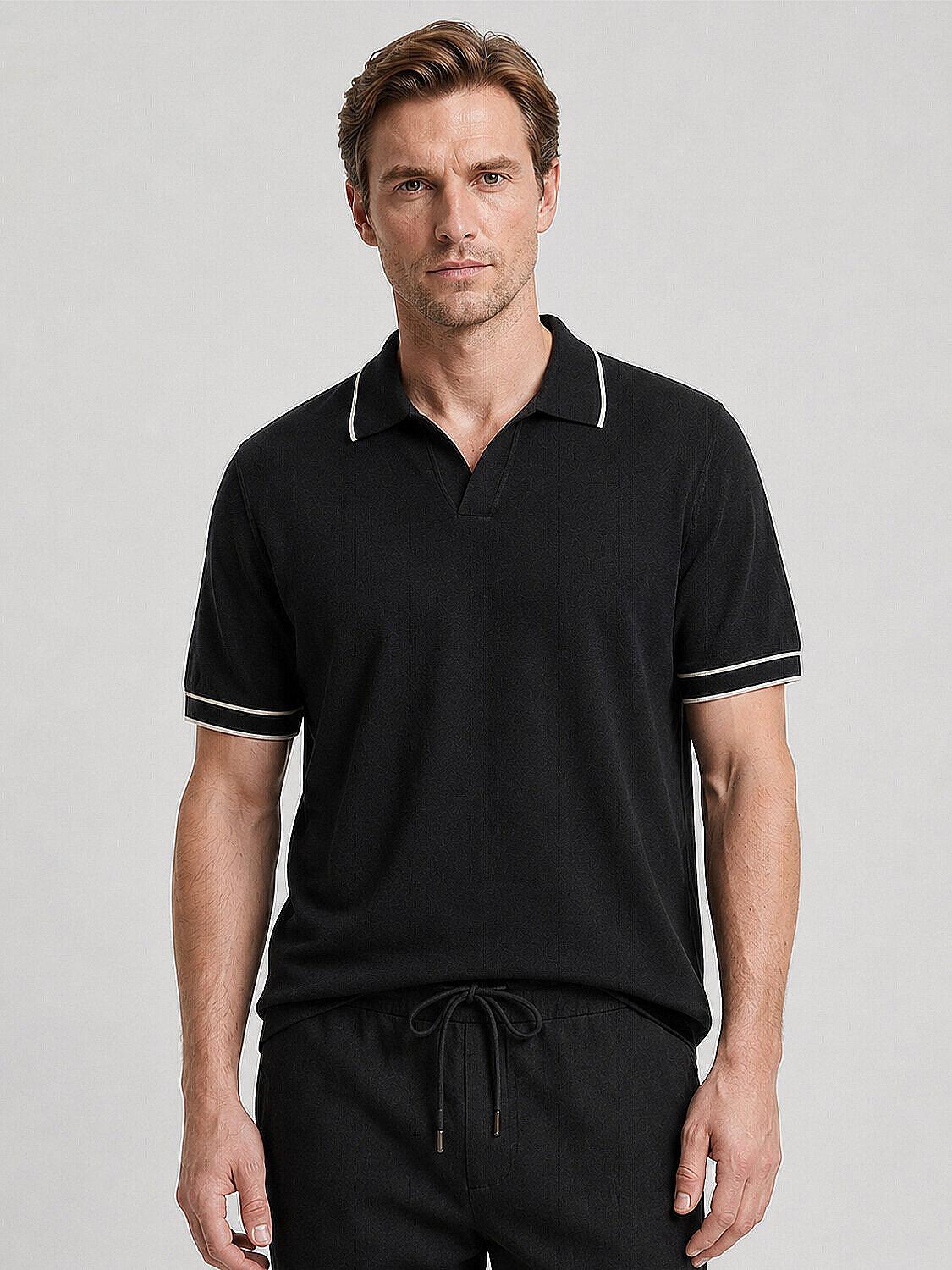 Siyah Pamuk Dokulu Regular Fit Kazak (3)
