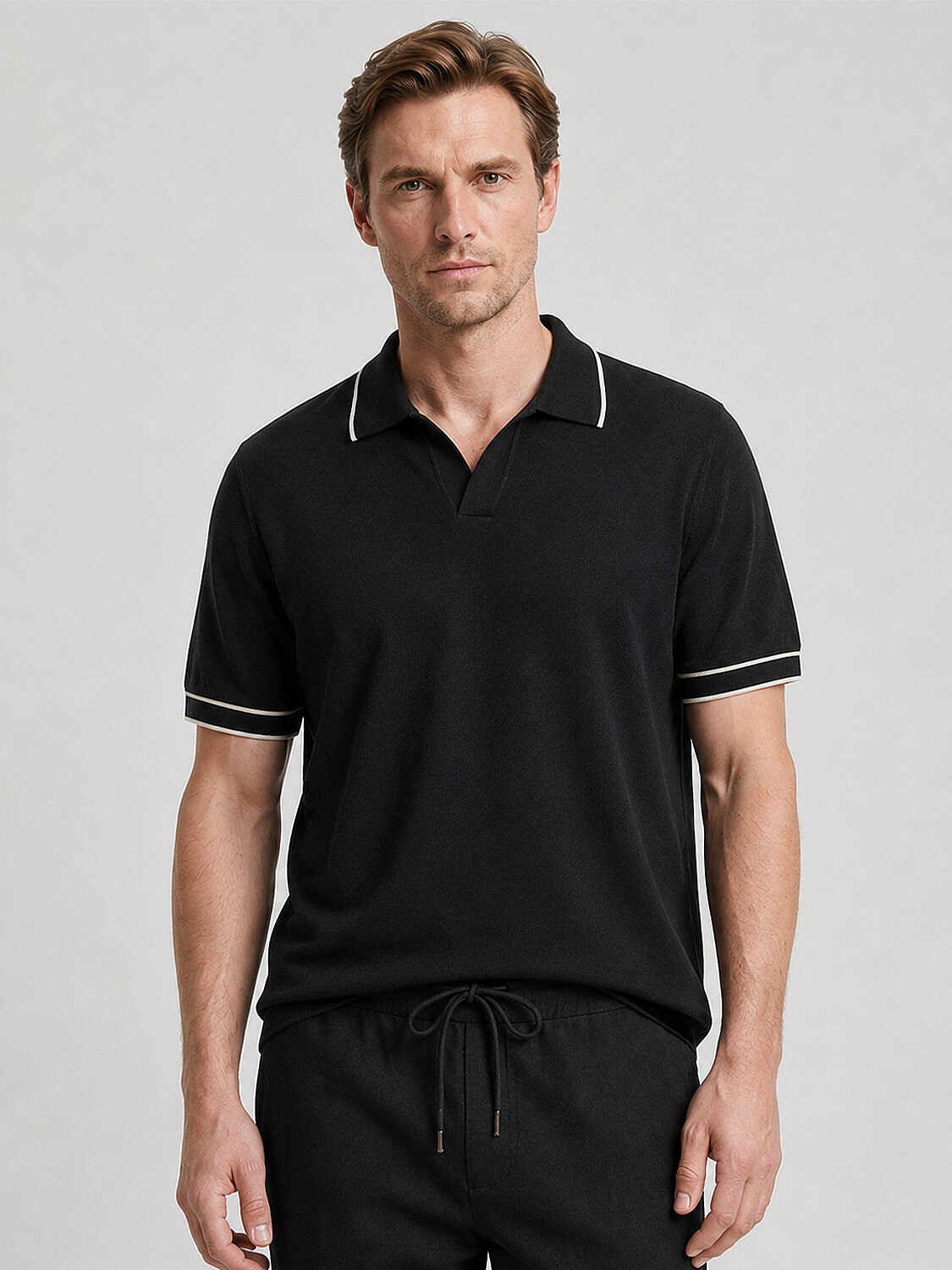Siyah Pamuk Dokulu Regular Fit Kazak - 3
