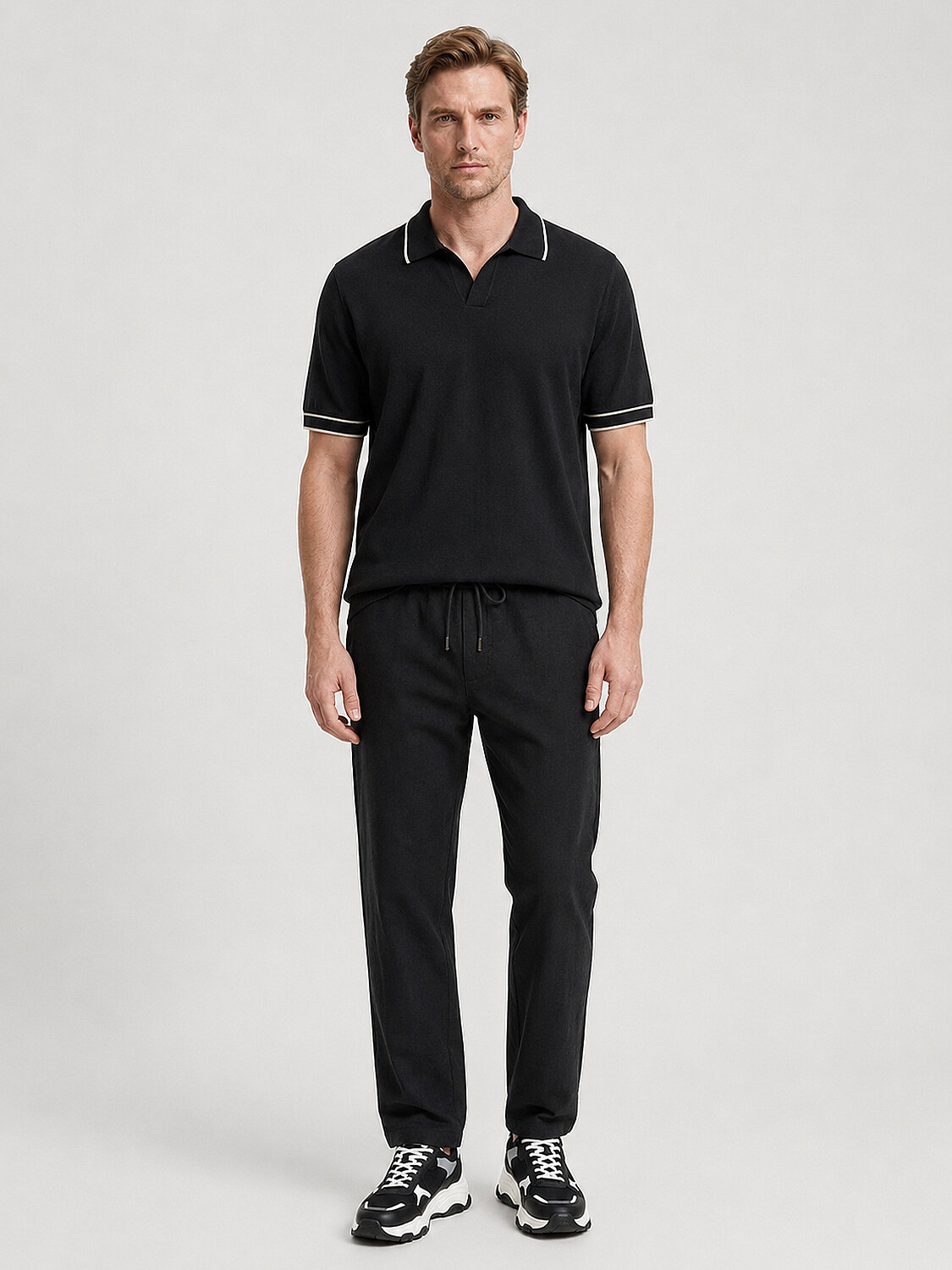 Siyah Pamuk Dokulu Regular Fit Kazak (1)