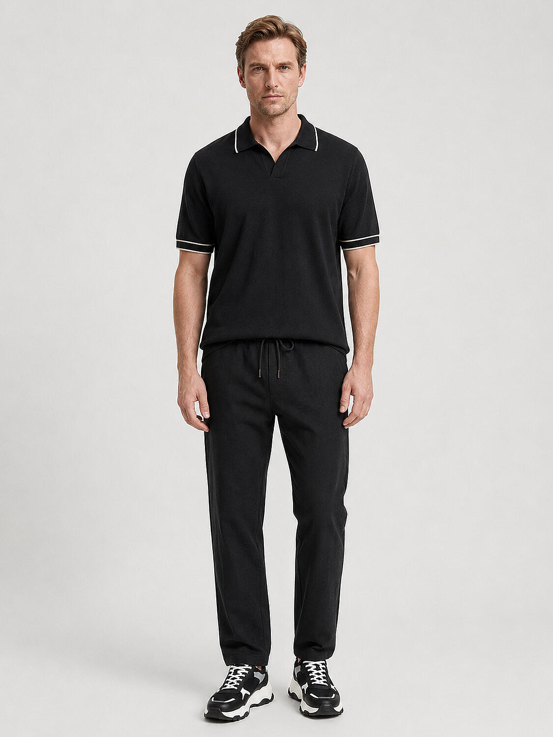 Siyah Pamuk Dokulu Regular Fit Kazak - 2