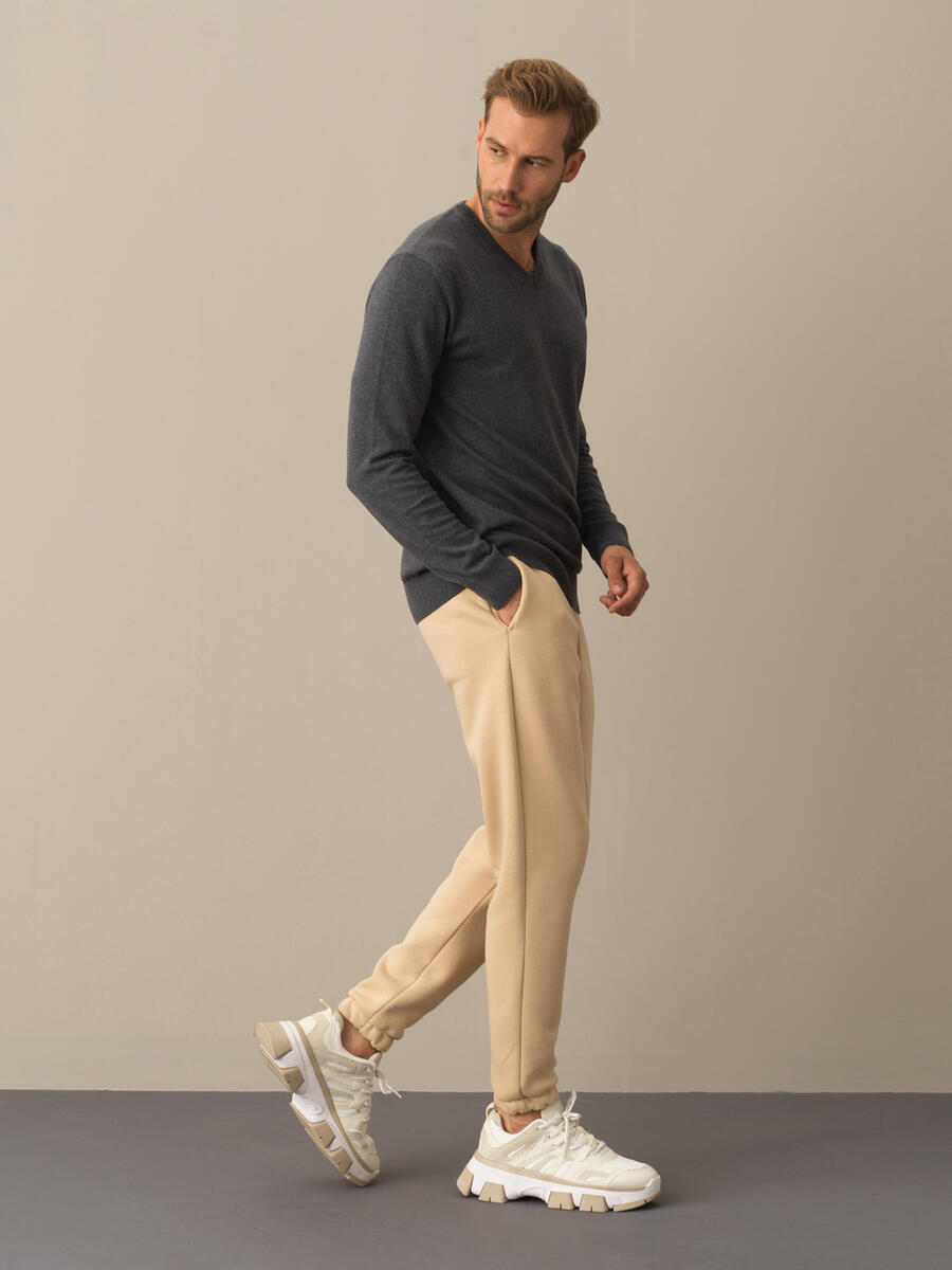 Antrasit Pamuk Dokulu Regular Fit Kazak - 3