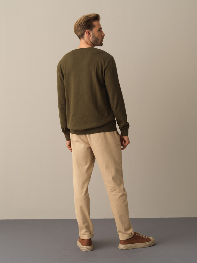 Haki Pamuk Dokulu Regular Fit Kazak - Xint