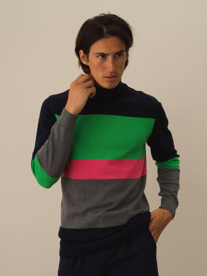 Xint Toptan Lacivert Pamuk Dokulu Regular Fit Kazak