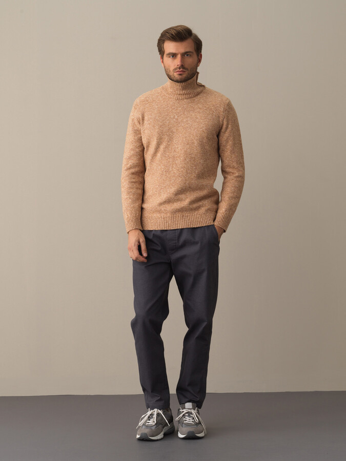 Camel Regular Fit Balıkçı Yaka Kazak - 2