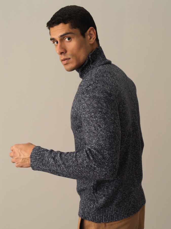 Lacivert Regular Fit Balıkçı Yaka Kazak - 3