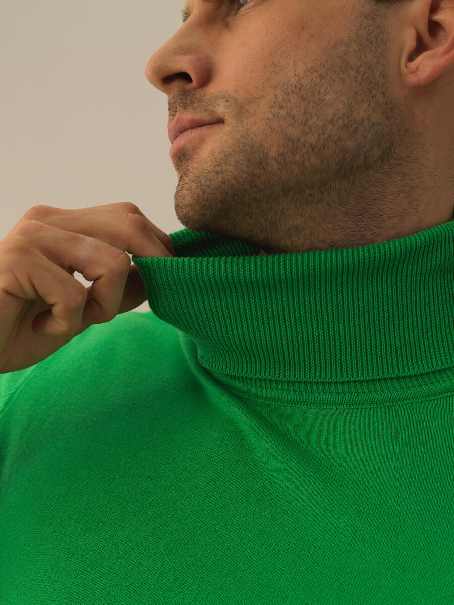 Yeşil Pamuk Dokulu Regular Fit Kazak - 3