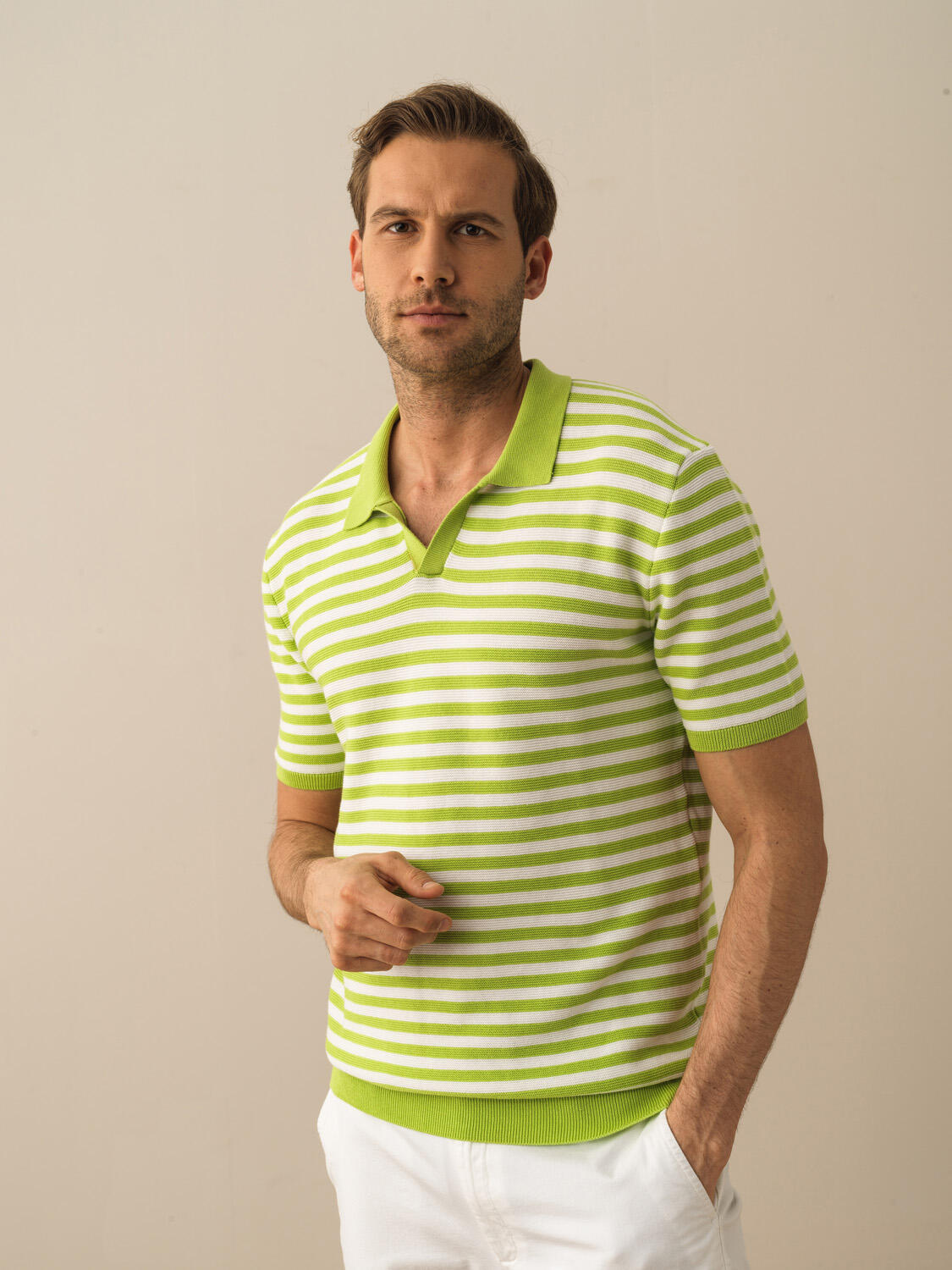 Yeşil Pamuk Dokulu Regular Fit Kazak