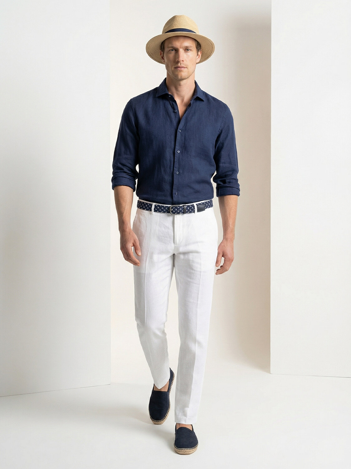 Lacivert Pamuk Dokulu Standart Fit Kemer (1)