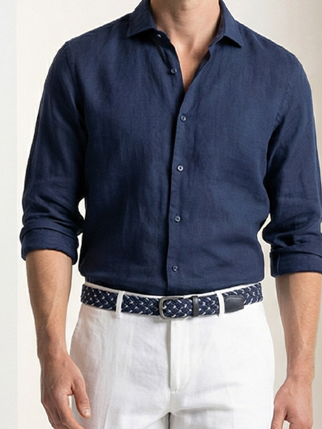 Lacivert Pamuk Dokulu Standart Fit Kemer