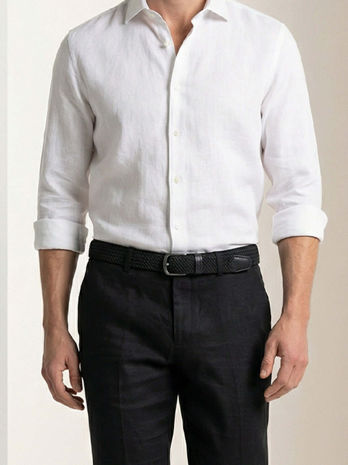 Siyah Pamuk Dokulu Standart Fit Kemer