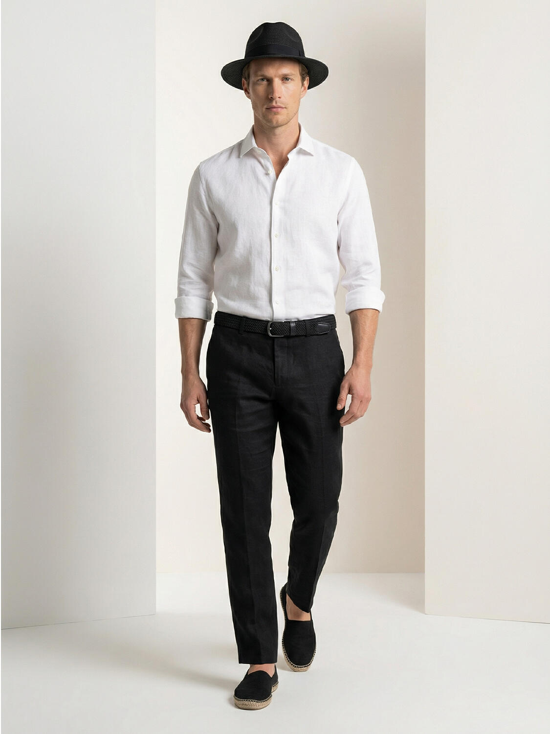 Siyah Pamuk Dokulu Standart Fit Kemer - 2