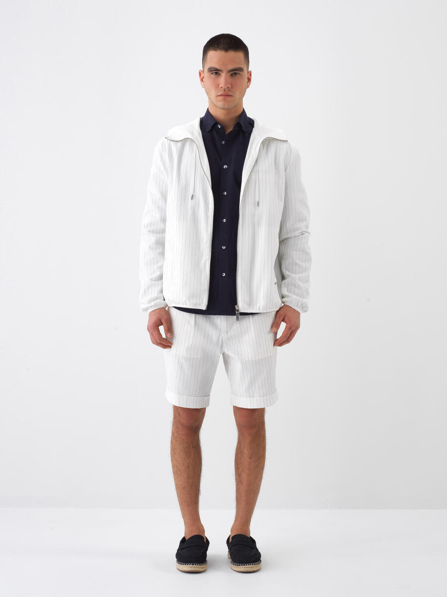 Beyaz Pamuk Dokulu Regular Fit Mont - 2