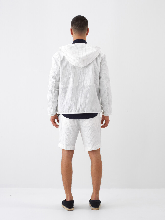 Beyaz Pamuk Dokulu Regular Fit Mont - 5