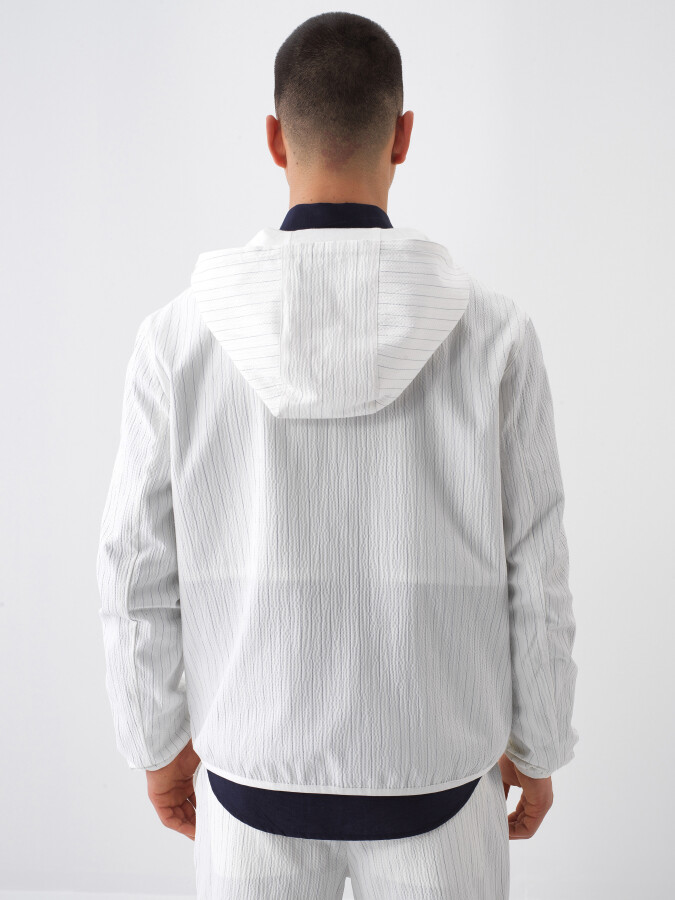 Beyaz Pamuk Dokulu Regular Fit Mont - 4