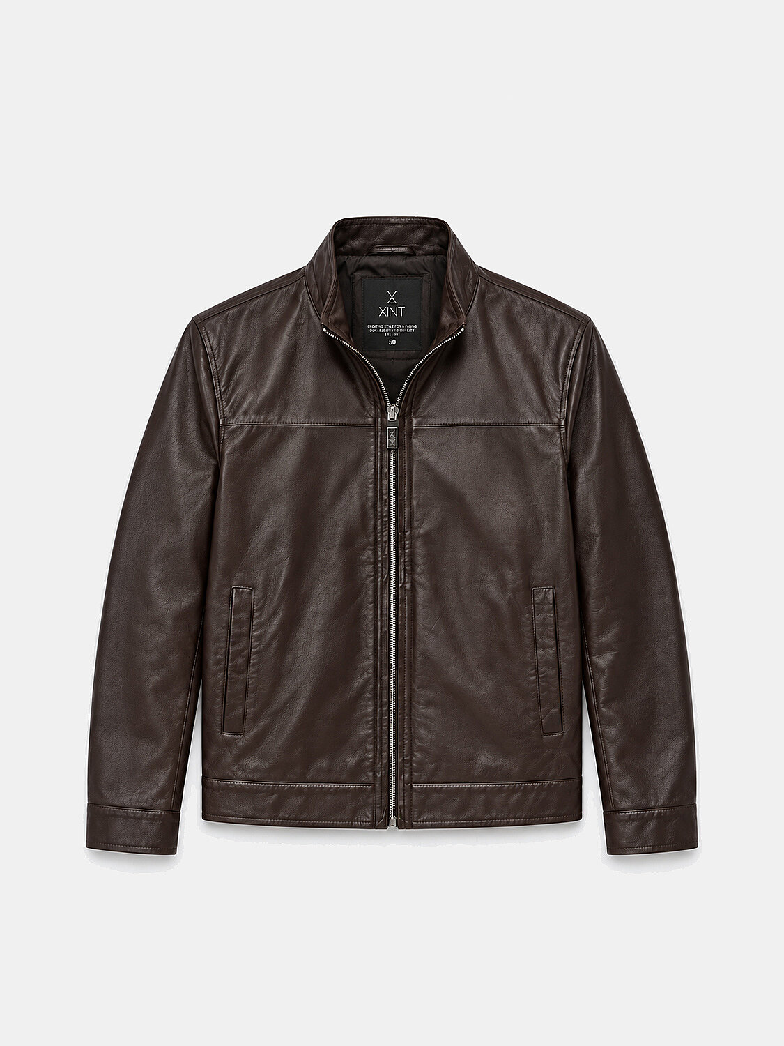 Kahverengi Regular Fit Dik Yaka %100 Deri Mont