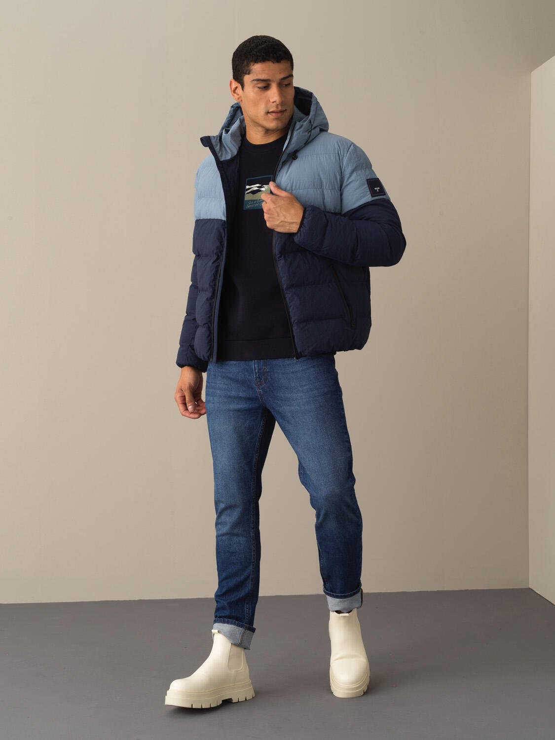 Lacivert Formunu Koruyan Regular Fit Şişme Mont 
