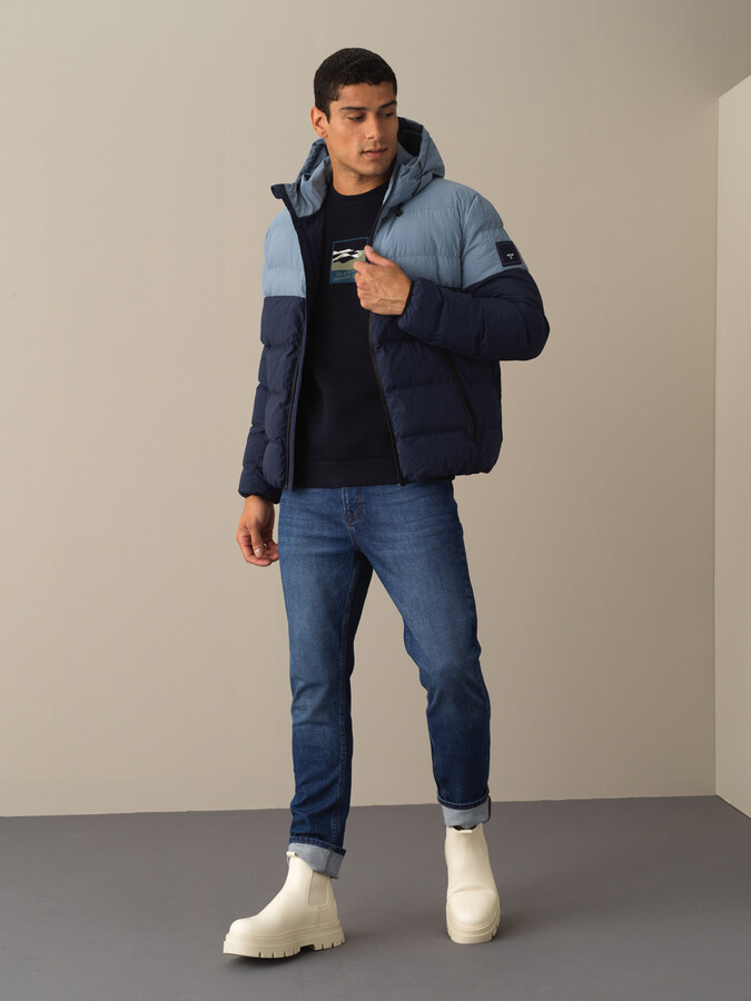 Lacivert Formunu Koruyan Regular Fit Şişme Mont - Xint