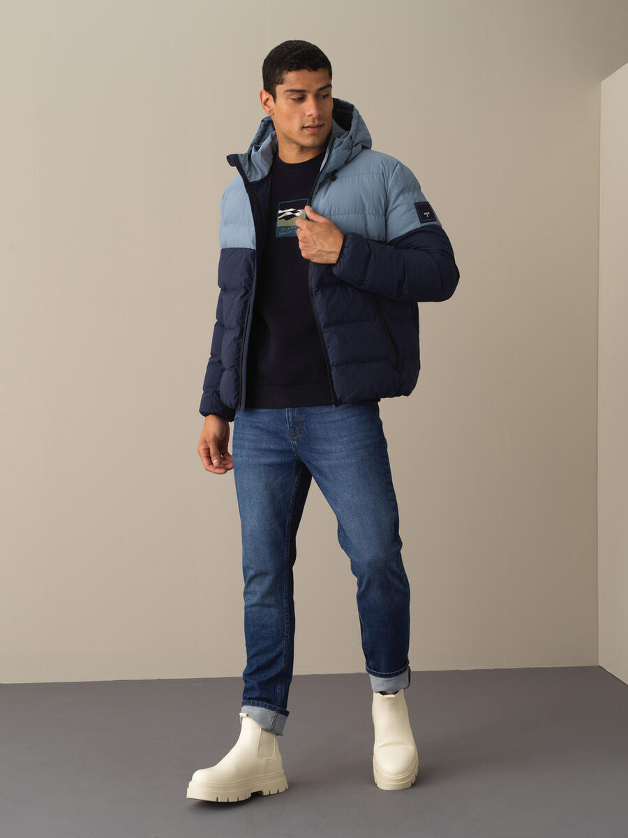 Lacivert Regular Fit Kapüşonlu Şişme Mont - 2