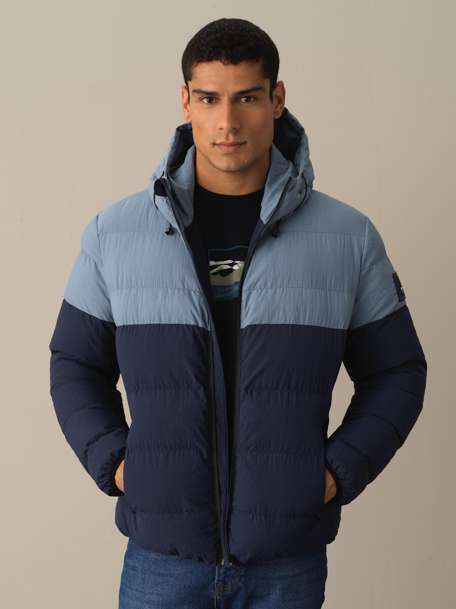 Lacivert Regular Fit Kapüşonlu Şişme Mont - 1