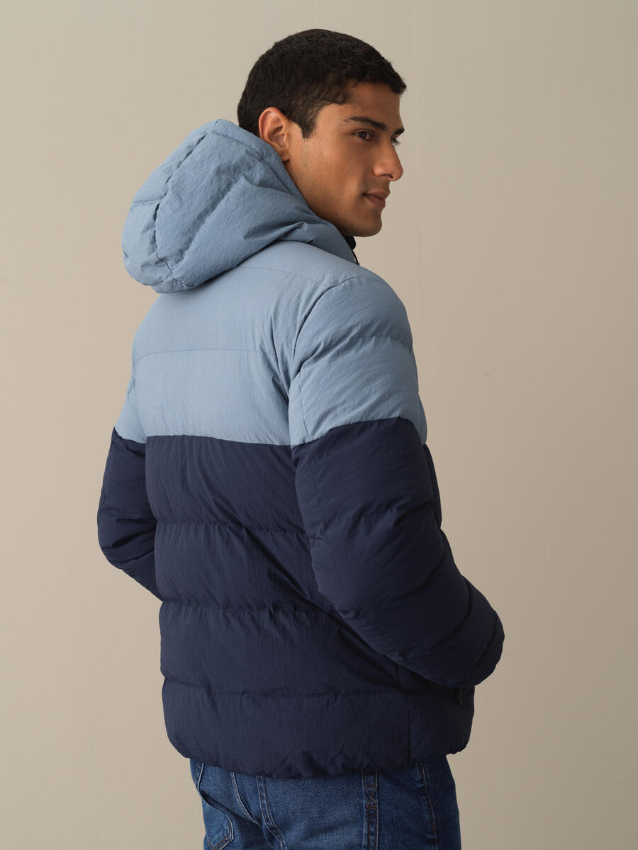 Lacivert Regular Fit Kapüşonlu Şişme Mont - 3